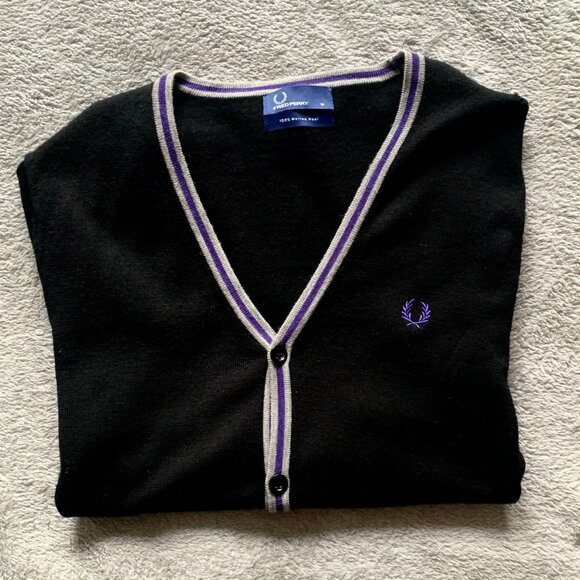 Fred Perry Merino Wool Cardigan Sweater. Medium. - Picture 6 of 11